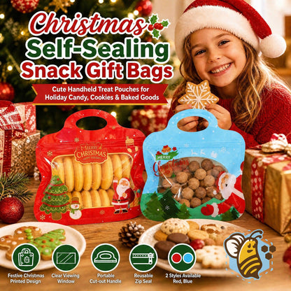 🎁70% OFF!!!-Ready for Christmas!🎅Easy Fill, Easy Seal🎄Festive Self-Seal Treat Bags – Santa & Snowman Print | Resealable, Food-Safe & Perfect for Cookies, Chocolates & Little Gifts🎅⛄