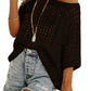 🏆LAST DAY SALE 50% OFF🔥Womens Summer Scoop Neck ShortSleeve Sweater Casual Crochet Hollow Out Knit Top