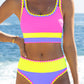 🏖️Vacation Sale 49% OFF💃Color Contrast Patchwork Nylon Sporty 3 Piece Bikini Sets