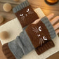 ⚡Christmas Gift idea ￡8.99!! 🔥Warm and Cuddly🧤Women's Knitted Fingerless Gloves with Cute Cat Pattern🐱