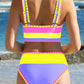 🏖️Vacation Sale 49% OFF💃Color Contrast Patchwork Nylon Sporty 3 Piece Bikini Sets