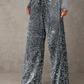 🎅LAST DAY SALE 50% OFF💖Women's Sequin Sparkle Wide Leg Pants with Elastic Waistband
