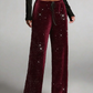 🎅LAST DAY SALE 50% OFF💖Women's Sequin Sparkle Wide Leg Pants with Elastic Waistband