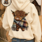 💖CHRISTMAS SALE 50% OFF!!🎁Cute Highland Cow Cozy Fleece-Lined Hooded Sweatshirt🦬