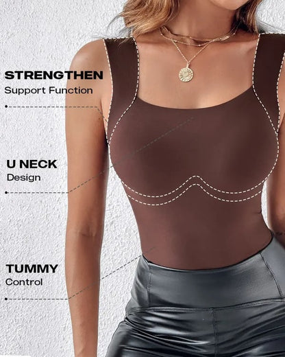 🏆Last Day Special Price ￡8.99💐Women's U Neck Thermal Tank Tops with Built-In Bra