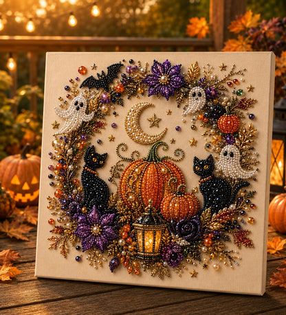 💥 Last Day 49% OFF👻✨ Halloween Pearl Art DIY Kit – No painting skills needed, just match & place pearls. Create spooky‑cute décor for a cosy autumn home! 🧵🖼️
