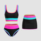 🏖️Vacation Sale 49% OFF💃Color Contrast Patchwork Nylon Sporty 3 Piece Bikini Sets