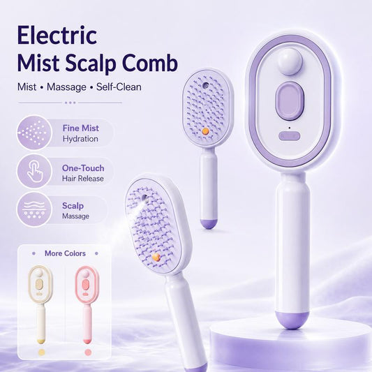 💗LAST DAY SALE 49% OFF⚡Scalp Massager Comb 💆‍♀️ – Self-Cleaning 🧼, Tangle-Free ✂️ & Frizz-Control Hair Brush with Soothing Mist Spray 💨✨ | Perfect for Dry, Brittle Hair 💧🌟