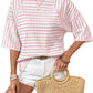 🔥LIMITED TIME SALE 50% OFF⚡50K+ SOLD💕🔥Women's Oversized Striped Color Block Summer T-Shirt