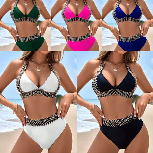 🔥Last Day Promotion 56% OFF🔥Sexy V-neck Women's Holiday Swimsuit With Wavy Pattern