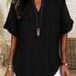 🔥Last Day-60% OFF🖤Women's Plain Short Sleeve Blouse, Casual Solid Color Top for Daily Wear