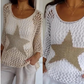 ⏰Last Day Hot Sale!!⌛🔥Women's Fashion Round Neck Crochet Knit Fishnet Top
