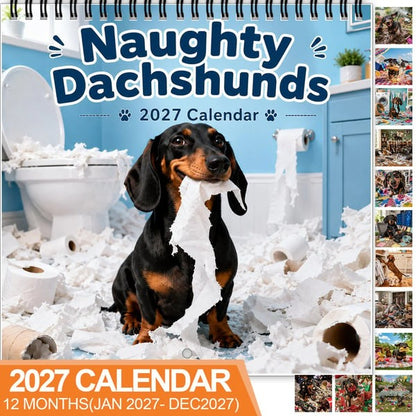 🐶LAST DAY SALE: Only £8.99🎁Naughty Dachshunds 2027 Wall Calendar – 12 Months of Mischief, Mayhem & Sausage Dog Smiles