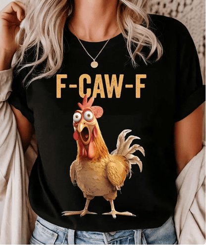 💥Surprise Price: Only £10.99!!🐓F-Caw-F😍Humorous Chicken Pattern T-Shirt🖤