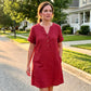 👗Last Day Special Price ￡14.99!!✨👗Women's V-Neck Tunic Dress – Relaxed Fit, Pockets & Breathable
