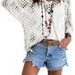 🔥💐SPRING DAY SALE - ONLY £15.99!!⚡50K+ SOLD!✨Womens Bohemian-Inspired Beige Crochet Top with V-Neck