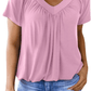 🎁LAST DAY SALE £10.99🔥Summer Hot Sale 50% OFF⏳Women's Casual Pleated V-Neck Short-Sleeve Top