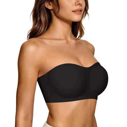 ⛱️Last Day Special Price ￡7.99!!💞Womens Strapless Bras Push Up Bandeau Bra Non Slip Wireless Supportive Padded Bras Seamless Comfortable Tube Jelly Bra
