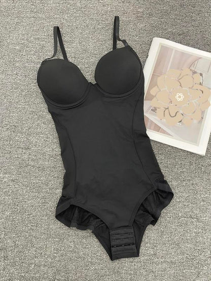 💥Look Fabulous Instantly! Deep V Shapewear Bodysuit with Bra | Ruched Slimming Adjustable Waist✨