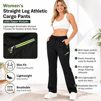 ⏳LIMITED TIME SALE:￡13.99!!🔥Women’s Straight-Leg Cargo Trousers – Elastic Waist, 6-Pocket Casual Pants for Work, Travel & Everyday Wear 👖✨