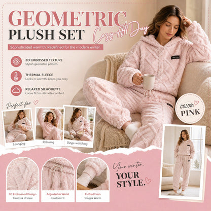 ⏳LAST DAY SALE ONLY ￡23.99!!🔥🍂 Embossed Geometric Plush Set – Timeless Comfort & Effortless Style For Every Occasion