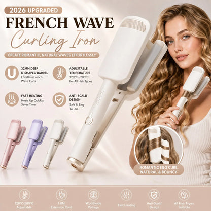 💈LAST DAY SALE 50% OFF! 💐 Wavy Curling Iron – Salon shine & heat protection ✨✨