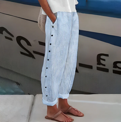 ☀️Spring Hot Sale 50% OFF!!🌿🌸Comfy Blue Striped Side Pocket Pants