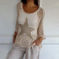 ⏰Last Day Hot Sale!!⌛🔥Women's Fashion Round Neck Crochet Knit Fishnet Top