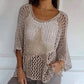 ⏰Last Day Hot Sale!!⌛🔥Women's Fashion Round Neck Crochet Knit Fishnet Top