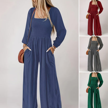 🏆LAST DAY ￡19.90 💎Women's Casual Long Sleeve Wide Leg Pants Jumpsuit