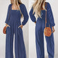 🏆LAST DAY ￡19.90 💎Women's Casual Long Sleeve Wide Leg Pants Jumpsuit