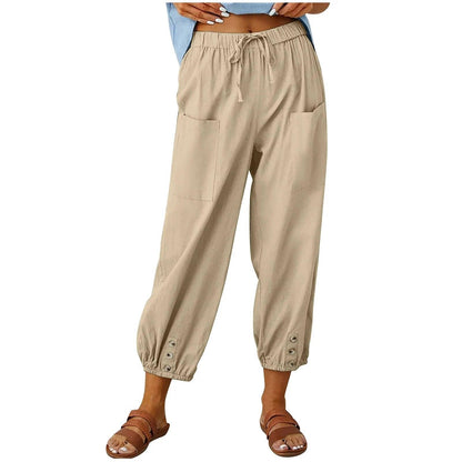 👖 50% OFF NOW! ✨ Women's Capri Pants – Wide Leg Drawstring – Comfy Fit, Casual Style & Elastic Waist 💫