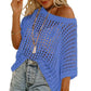 ✨Last Day Special Price £11.99!!💥⏰Womens Casual Short Sleeve Hollow Out Pullover Knit Tops
