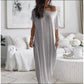 💃Last Day Special Discount❤️🥰Women's Summer Casual Loose Solid Color Short-Sleeve Long Dress