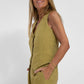 Women's Two-Piece Linen Vest and Wide-Leg Pants Set