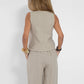 Women's Two-Piece Linen Vest and Wide-Leg Pants Set
