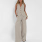 Women's Two-Piece Linen Vest and Wide-Leg Pants Set