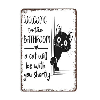 ⏳LAST DAY SALE 49% OFF🔥Vintage Highland Cow Aluminum Sign: Funny "Are You Pooping?" Black and White Bathroom Wall Decor