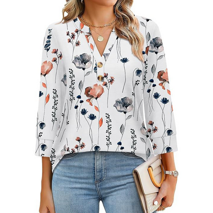 🌸Spring Sale 60% OFF👕Casual Printed V-Neck Top for Women