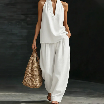 💐50% OFF ! Halter Top & Wide-Leg Pants Set – Everyday Elegance 💃✨【Limited Offer】