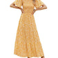 ⏳Limited-time 50% discount!!💞2026 Women's Casual Floral Print Short Flutter Sleeve Smocked High Waist Flowy Maxi Dress