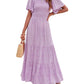 ⏳Limited-time 50% discount!!💞2026 Women's Casual Floral Print Short Flutter Sleeve Smocked High Waist Flowy Maxi Dress
