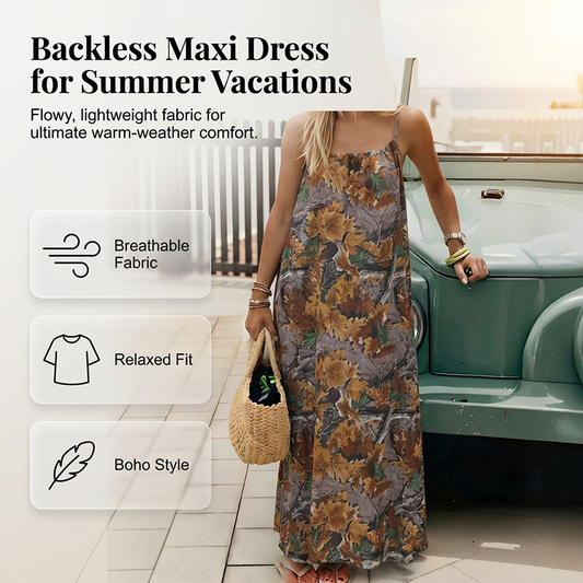 🔥2026 HOT SALE 50% OFF!!!👗Women's Summer Backless Spaghetti Strap Maxi Dress