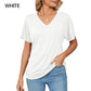 🌸Last Day Promotion：ONLY ￡9.99!!🌸Women's V-Neck Loose Soft Solid Color Short Sleeve Top