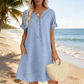 👗Last Day Special Price ￡14.99!!✨👗Women's V-Neck Tunic Dress – Relaxed Fit, Pockets & Breathable