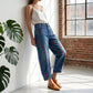 Women's Heart Print Baggy Denim Pants