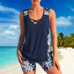 🏖️ 50% OFF! ✨ Sporty Two-Piece Bathing Suit – Criss-Cross Neck, Boy Shorts, Quick-Dry 🏄‍♀️