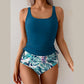 👙🌸 Women's High-Waist Floral Tankini Swimsuit – Tummy Control, Modest Coverage, Adjustable Straps, Removable Pads. Perfect For Beach, Pool & Honeymoon! 🌊💕☀️