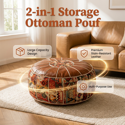 ⏳LAST DAY SALE ONLY ￡19.99!🔥🛋️ Multifunctional Storage Ottoman Pouf – Hidden Storage, Comfortable Seating & Faux Leather Finish ✨