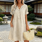 👗Last Day Special Price ￡14.99!!✨Women's Casual V-Neck Cotton Linen Dress with Pockets